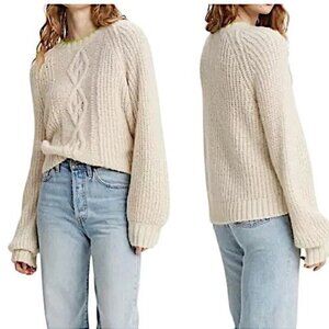 Levi's Ava‎ Cable Knit Sweater in Almond Milk (off white, ivory)  size L, NWT